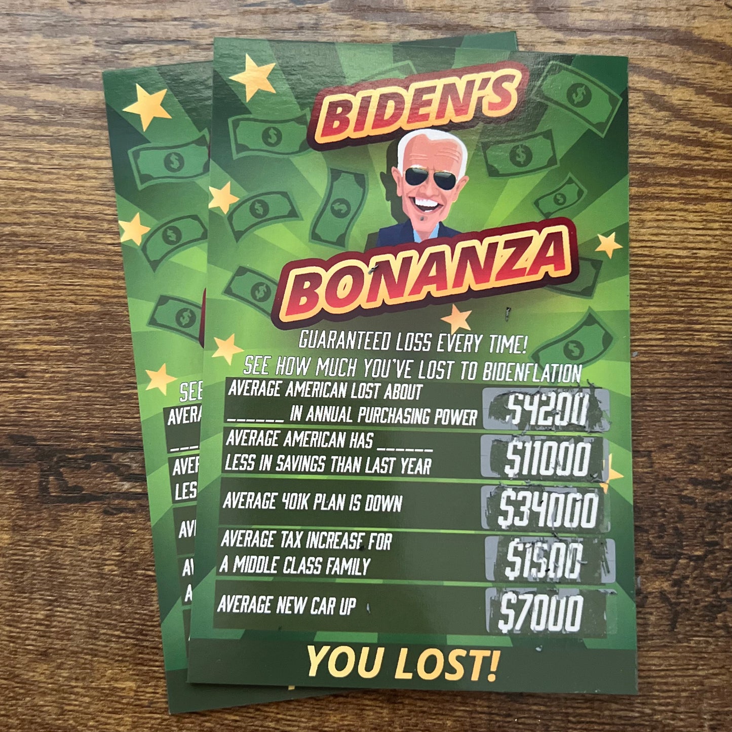 "Biden's Bonanza" Scratch Off Tickets